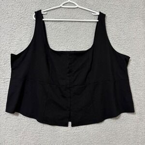 Black Corset Peplum Top Square Neck Hook Eye Minimal NWT Plus Size 4X